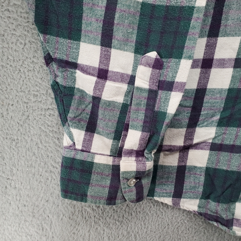 L.L. Bean Green and Purple Plaid XXL Button Down Shirt - Picture 6 of 10